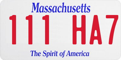 MA license plate 111HA7