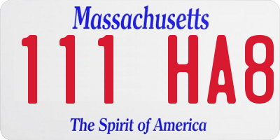 MA license plate 111HA8