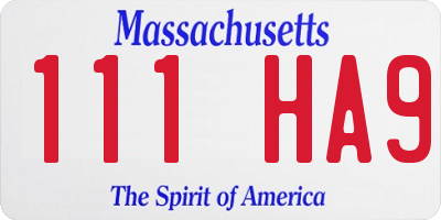 MA license plate 111HA9