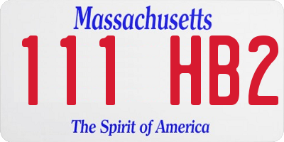 MA license plate 111HB2
