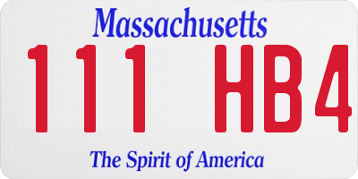 MA license plate 111HB4