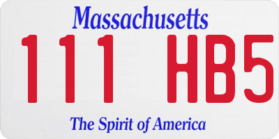 MA license plate 111HB5