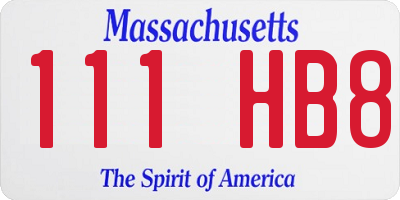 MA license plate 111HB8