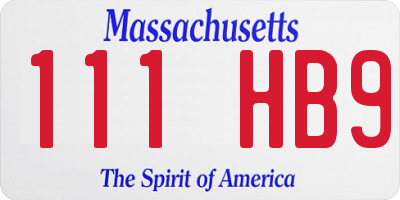 MA license plate 111HB9