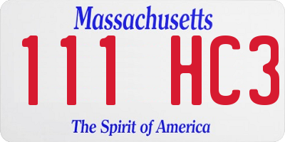 MA license plate 111HC3