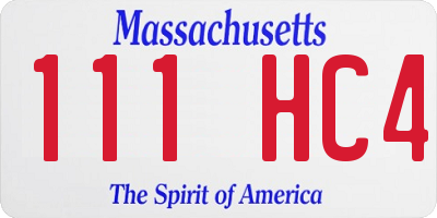 MA license plate 111HC4