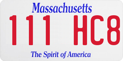 MA license plate 111HC8