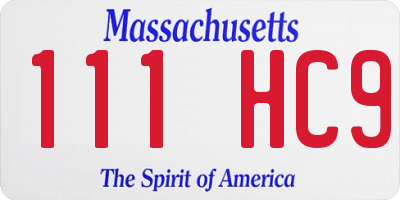 MA license plate 111HC9