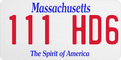 MA license plate 111HD6