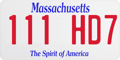 MA license plate 111HD7