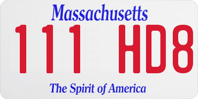 MA license plate 111HD8