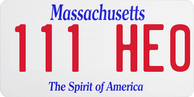 MA license plate 111HE0