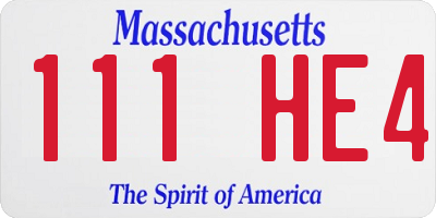 MA license plate 111HE4