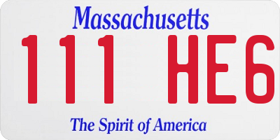MA license plate 111HE6