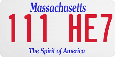 MA license plate 111HE7