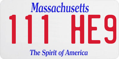 MA license plate 111HE9