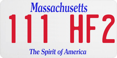 MA license plate 111HF2