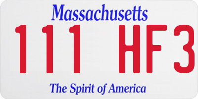 MA license plate 111HF3