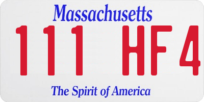 MA license plate 111HF4