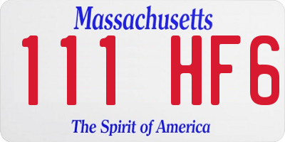 MA license plate 111HF6