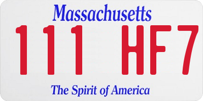 MA license plate 111HF7