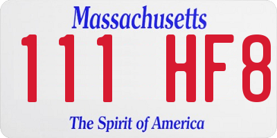 MA license plate 111HF8