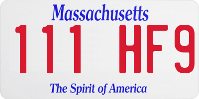 MA license plate 111HF9