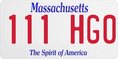 MA license plate 111HG0