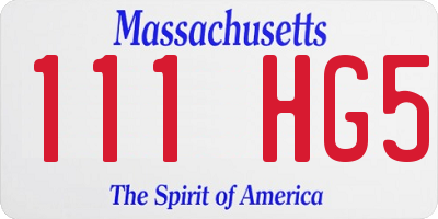 MA license plate 111HG5