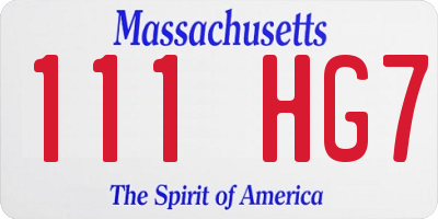 MA license plate 111HG7