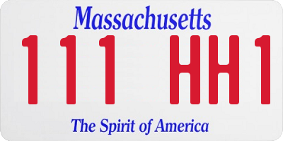 MA license plate 111HH1
