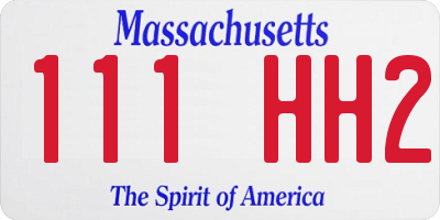 MA license plate 111HH2