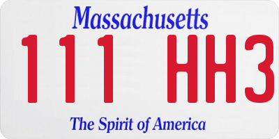 MA license plate 111HH3
