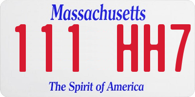MA license plate 111HH7