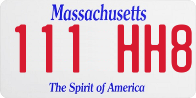 MA license plate 111HH8