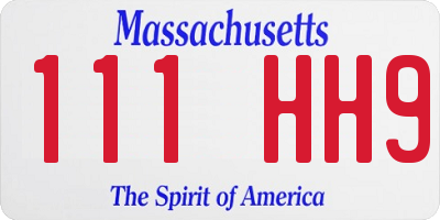 MA license plate 111HH9