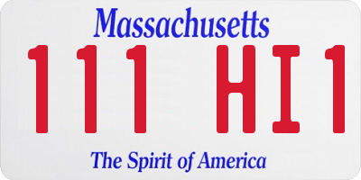 MA license plate 111HI1