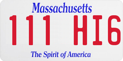 MA license plate 111HI6