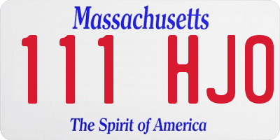 MA license plate 111HJ0