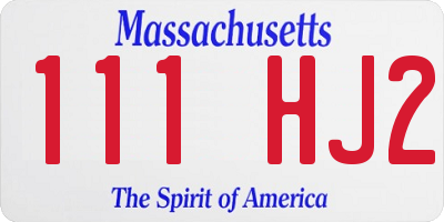 MA license plate 111HJ2