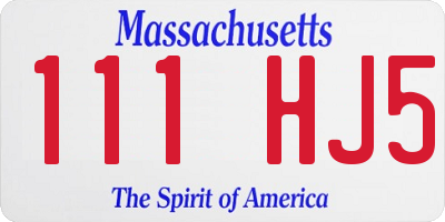 MA license plate 111HJ5