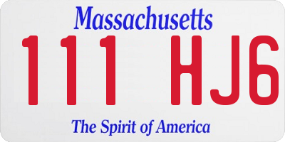 MA license plate 111HJ6