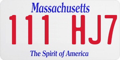 MA license plate 111HJ7