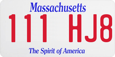 MA license plate 111HJ8