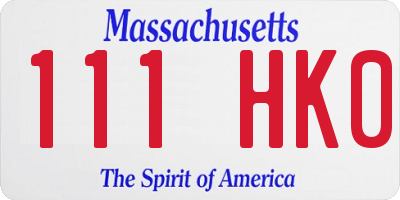 MA license plate 111HK0