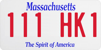 MA license plate 111HK1