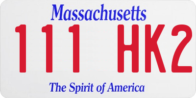 MA license plate 111HK2