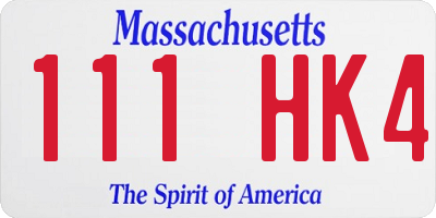 MA license plate 111HK4