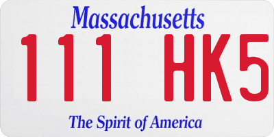 MA license plate 111HK5