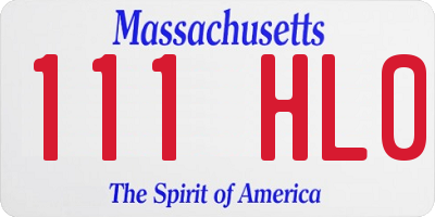 MA license plate 111HL0